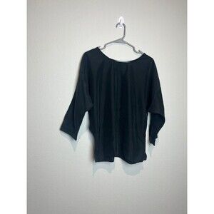La Garconne Moderne Blouse Womens XS Black Boat Neck 3/4 Sleeve Relaxed Top